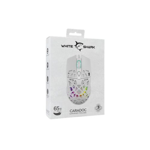 WHITE SHARK GM-5018W CARADOC-B 7D / 7200 dpi fehér RGB gamer egér