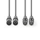 Nedis COTH15030GY50 félprofi XLR audio kábel, 2 x XLR 3p dugó - 2 x XLR 3p aljzat, 5m, rugalmas