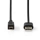 Nedis CCCGL60301BK20 USB mini 5p (mini USB)kábel, USB 2.0  USB-A dugó  USB mini 5p dugó, 480 Mbps. 2m