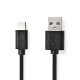Nedis CCGL60600BK20 USB A - USB C (USB-C) kábel, USB2.0, 15W, hossz 2m