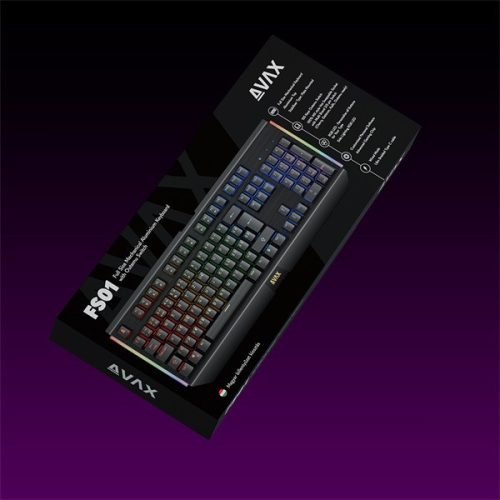 AVAX Vezetékes Billentyűzet FS01 USB, Fekete, Mechanikus, Brown Switch, HUN