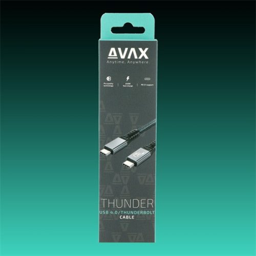 AVAX Töltőkábel, USB-C - USB-C, 5A, 240W/40Gbps, 1 méter, viharszürke